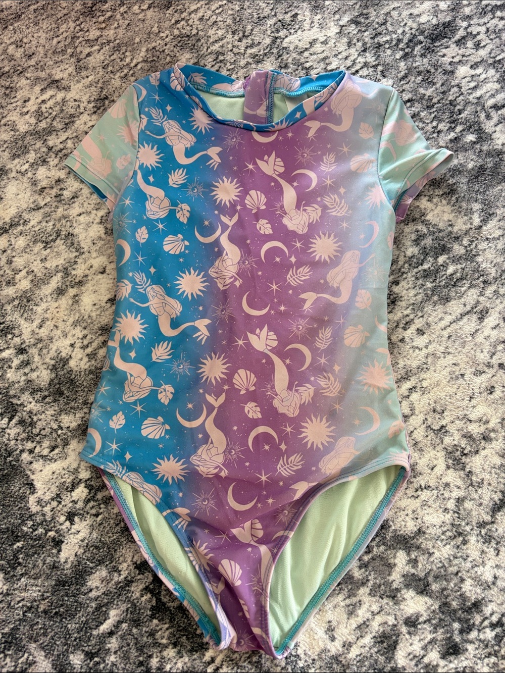Cat & Jack Girls' Mermaid Print One-Piece Swimsuit - Blue, Purple, Mint